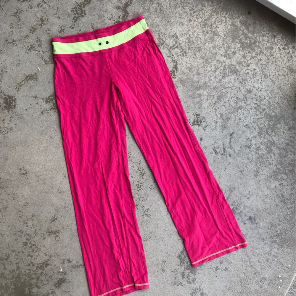Watermelon Pink Knit Lounge Pants with Lime Green Accents NWOT